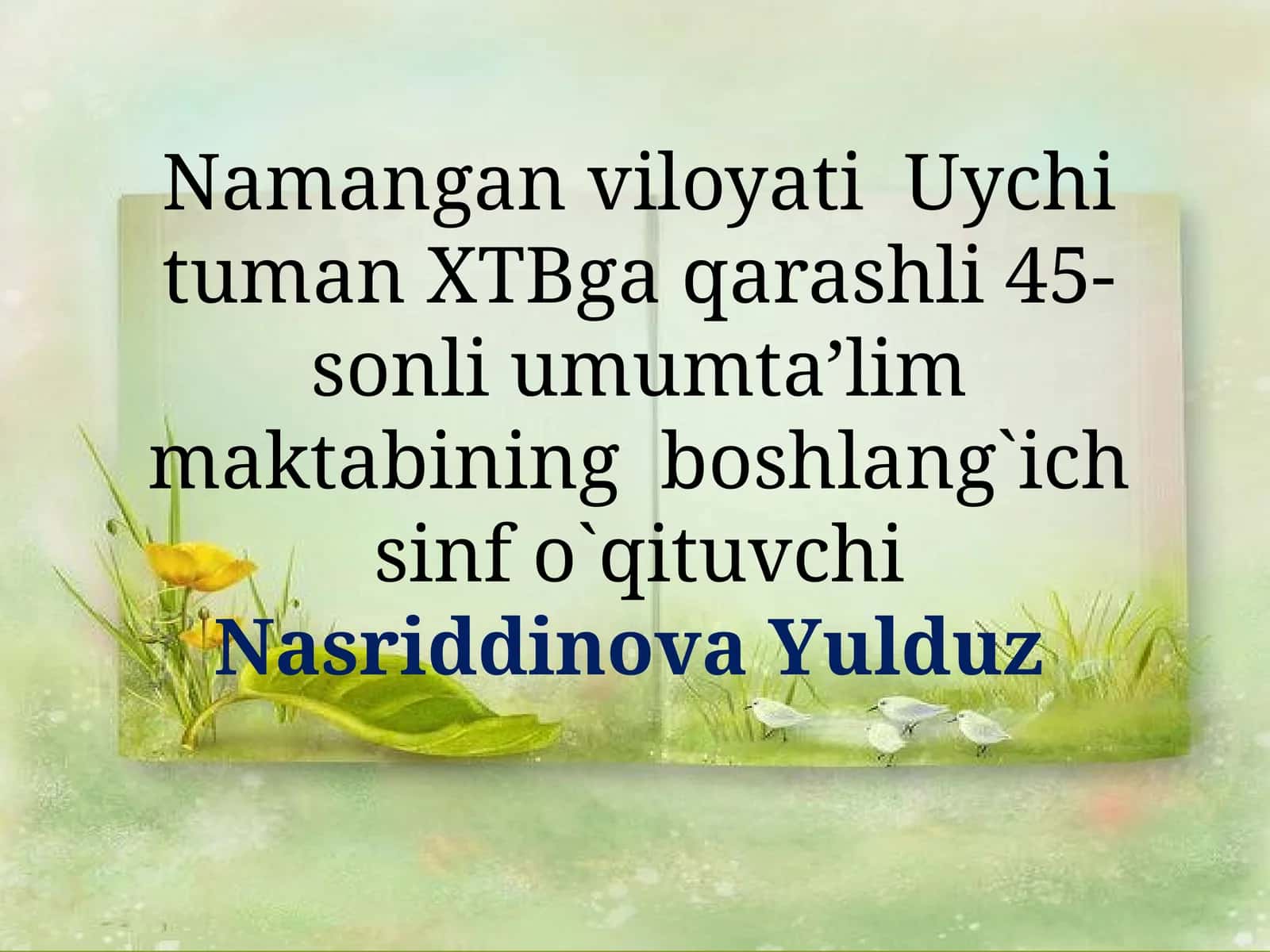 4-sinf Ona tili fanidan So'z turkumlari mavzuda dars ishlanma