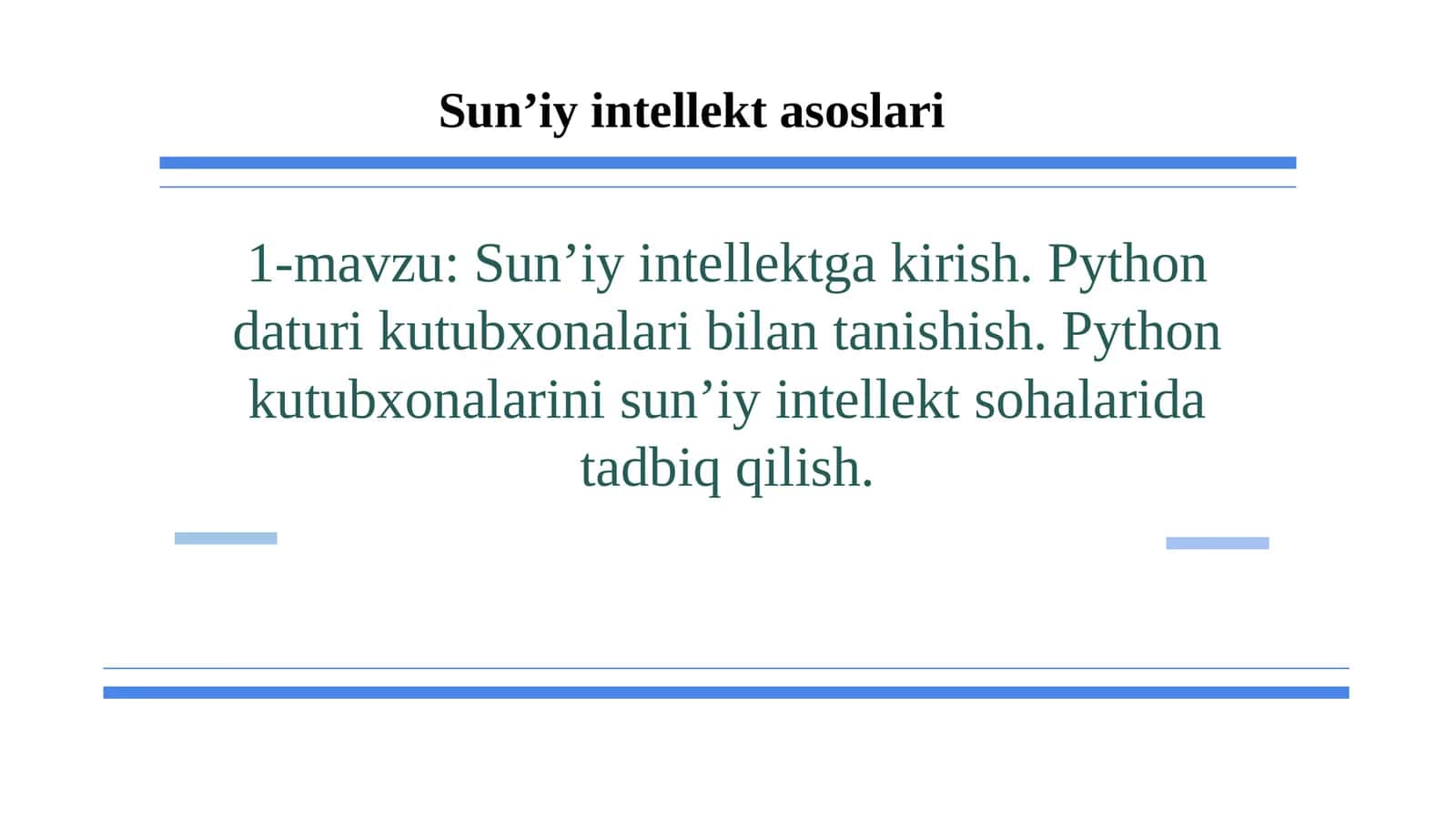 Sun’iyintellektga kirish