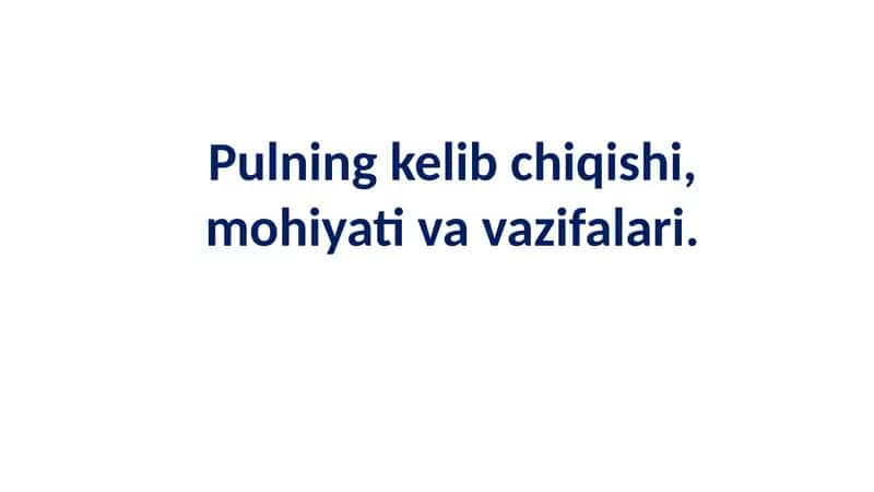 Pulning Kelib Chiqishi, Mohiyati va Vazifalari