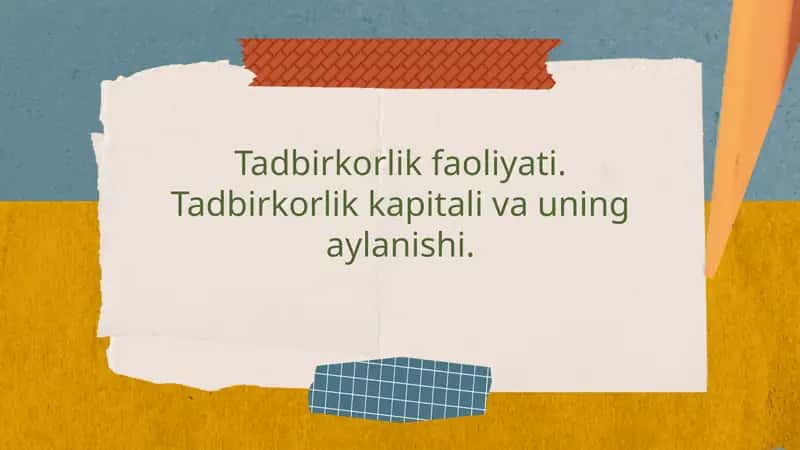 Tadbirkorlik faoliyati haqida krossvord