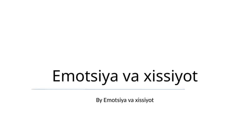 Emotsiya va xissiyot