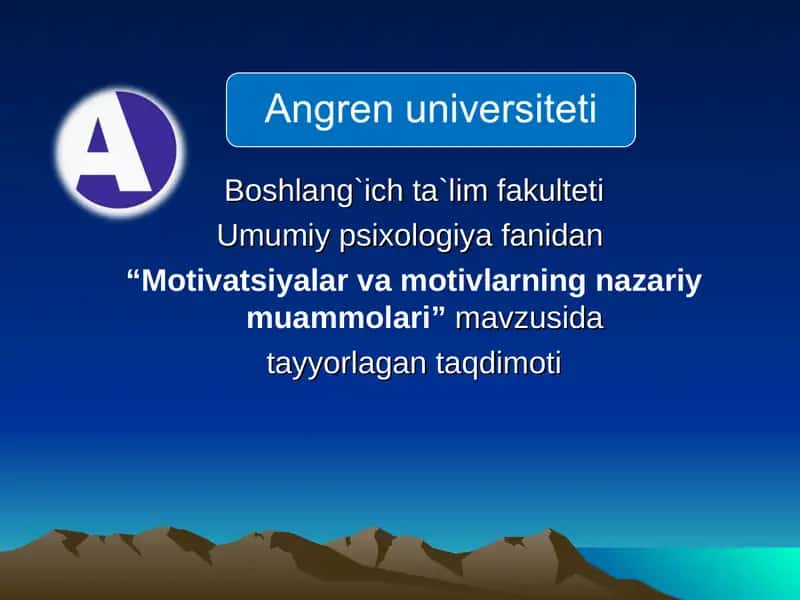 Motivatsiyalar va motivlarning nazariy muammolari taqdimoti