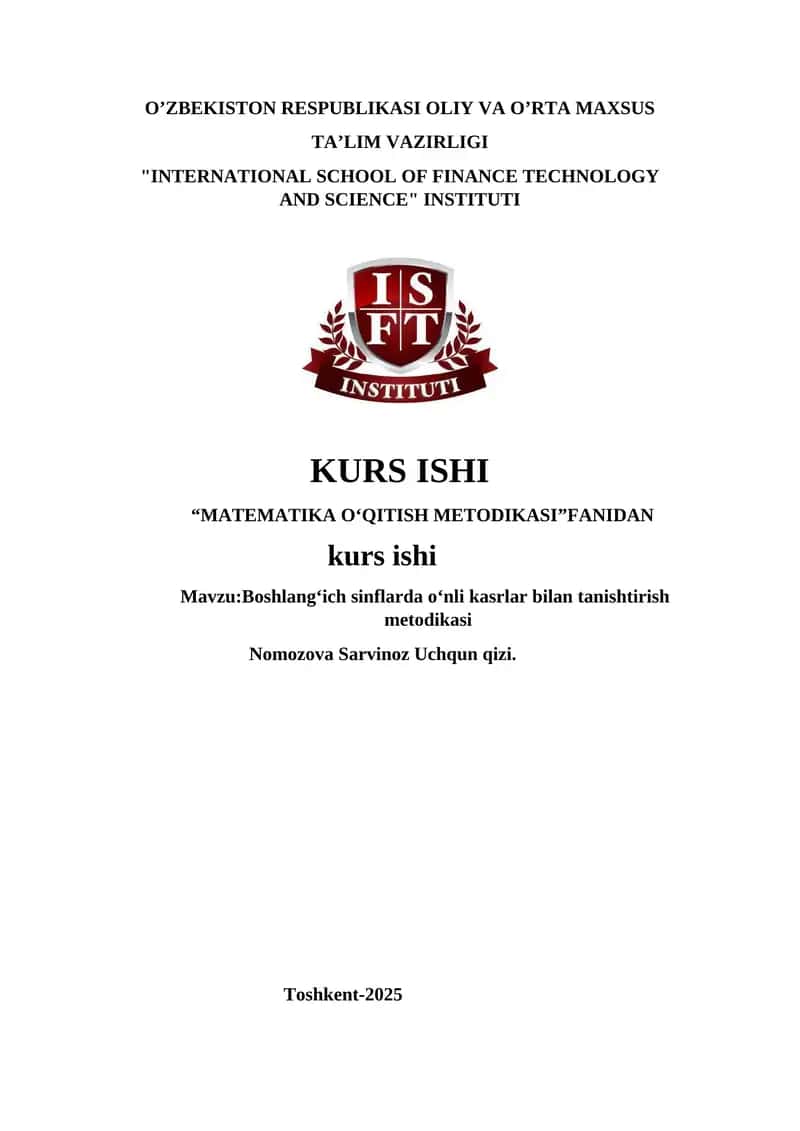taqdimot mustaqil ish test tuzish kurs ishi diplom ishi