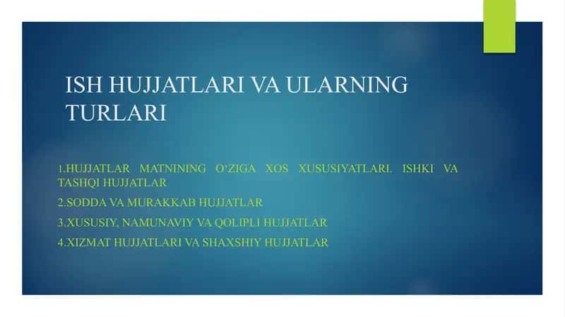 Ish hujjatlari va ularning turlari