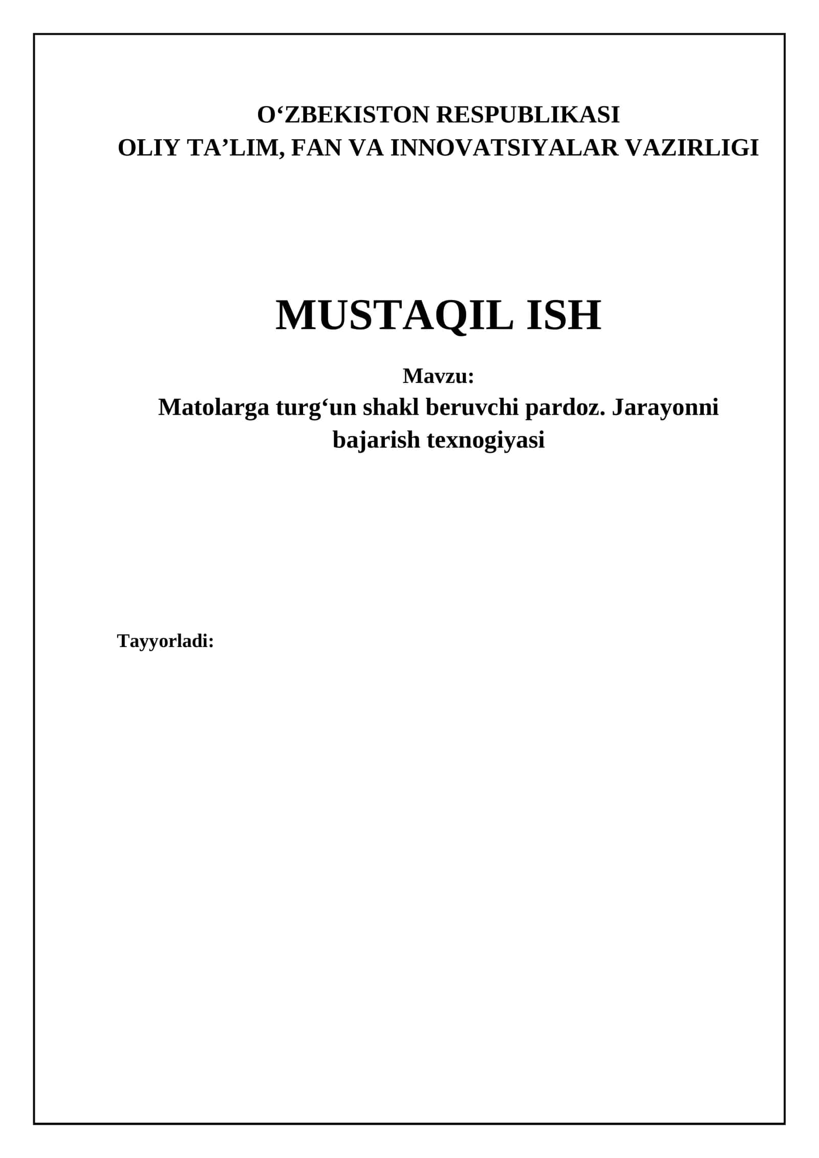 Matolarga turgʻun shakl beruvchi pardoz
