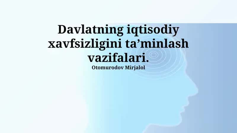 Davlatning iqtisodiy xavfsizligini ta'minlash vazifalari