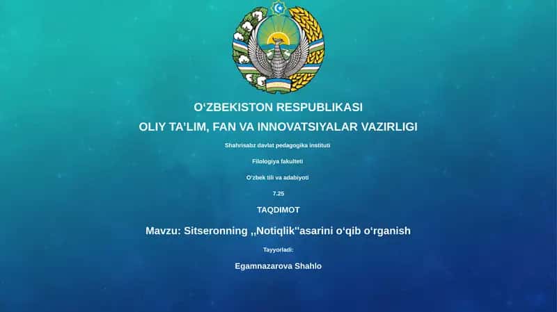 Sitseronning,,Notiqlik''asarini oʻqib oʻrganish