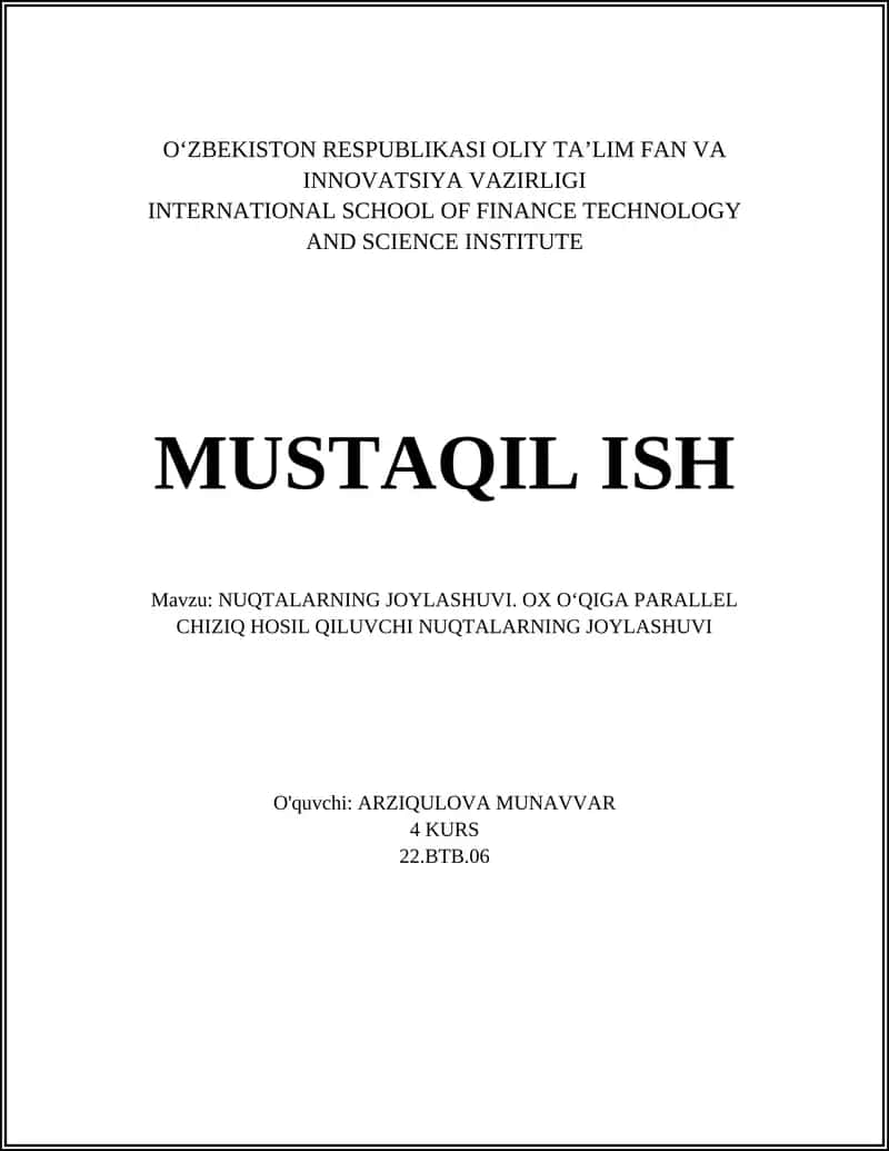 NUQTALARNING JOYLASHUVI. OX OʻQIGA PARALLEL CHIZIQ HOSIL QILUVCHI NUQTALARNING JOYLASHUVI