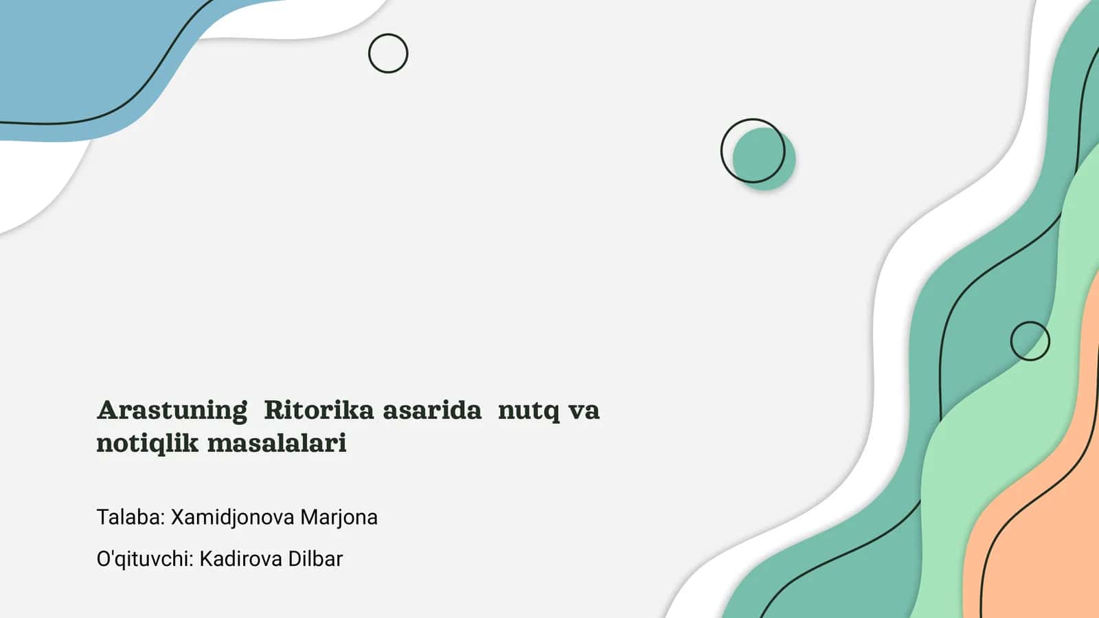Arastuning Ritorika asarida nutq va notiqlik masalalari