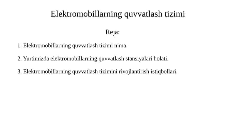 Elektromobillarning quvvatlash tizimi