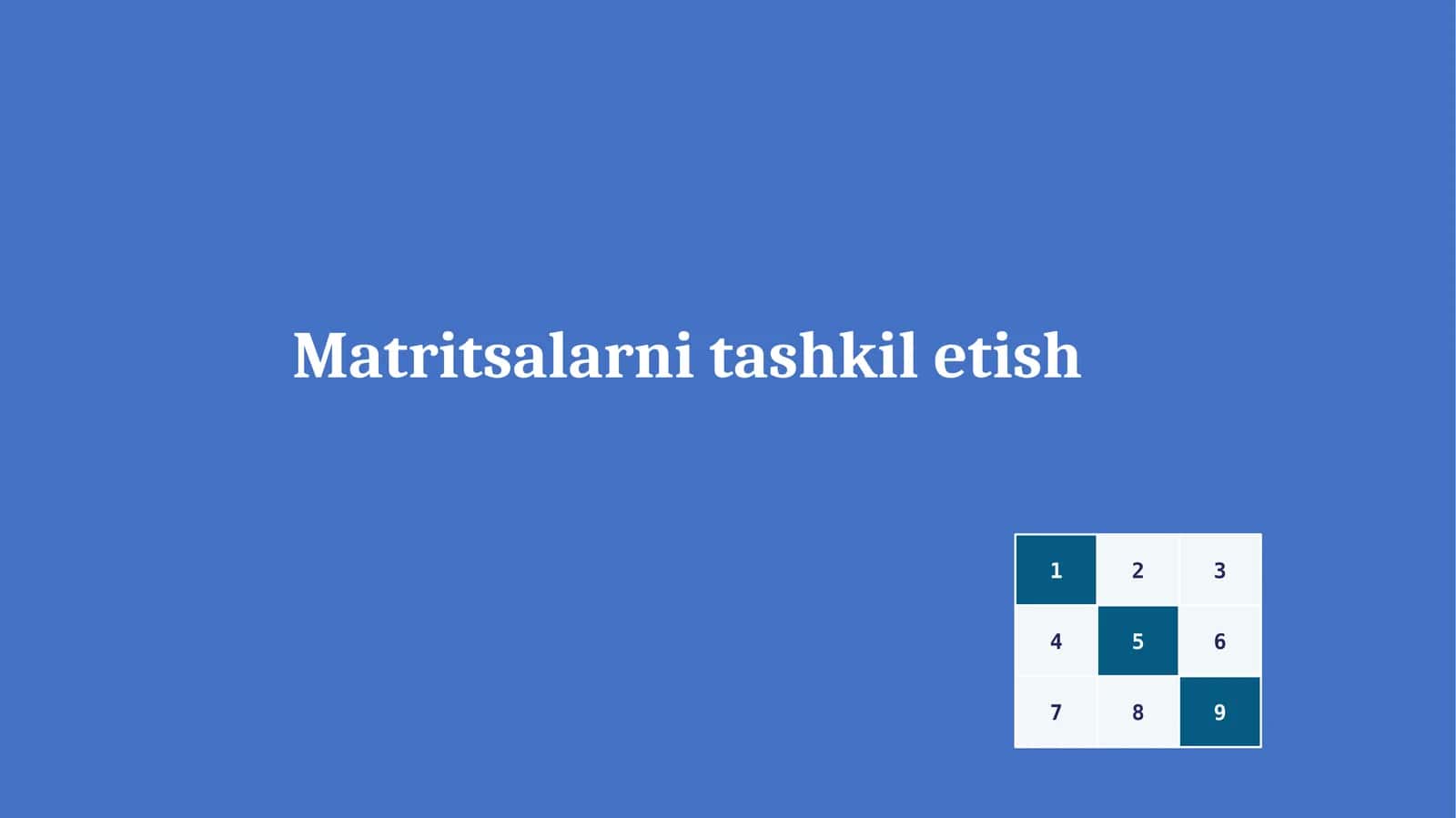 Matritsalarni tashkil etish