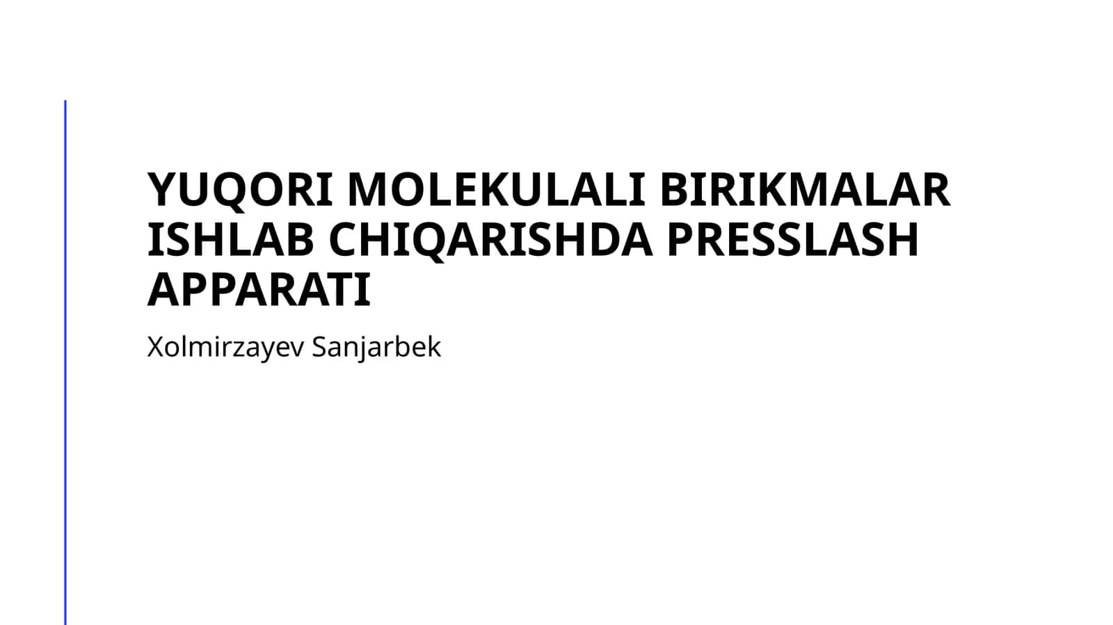 Yuqori molekulali birikmalar ishlab chiqarishda presslash apparati