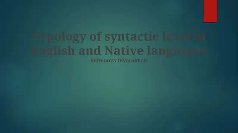 Typology of syntactic level of English and Native languages