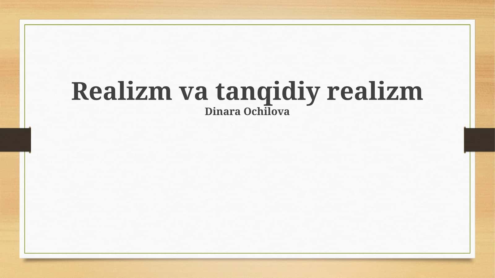 Realizm va tanqidiy realizm