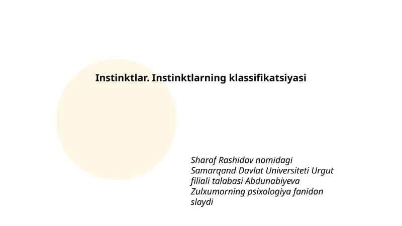 Instinktlar. Instinktlarning klassifikatsiyasi