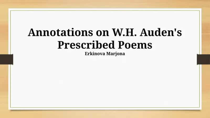 Annotations on W.H. Auden's Prescribed Poems