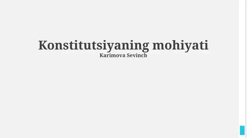 Konstitutsiyaning mohiyati