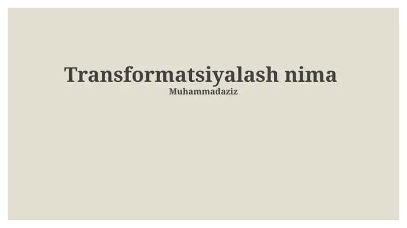 Transformatsiyalash nima