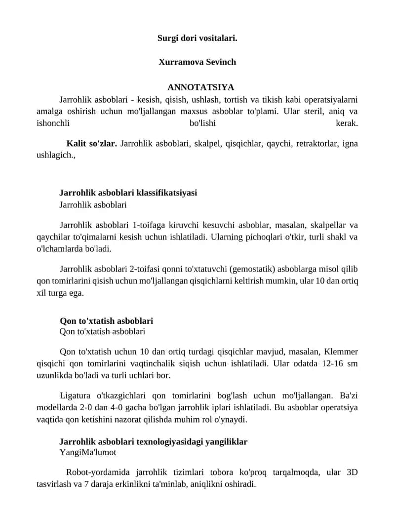 Jarrohlik asboblari