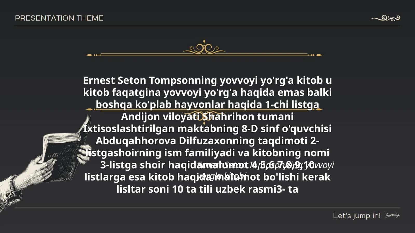 Ernest Seton Tompsonning yovvoyi yorg'a kitobi