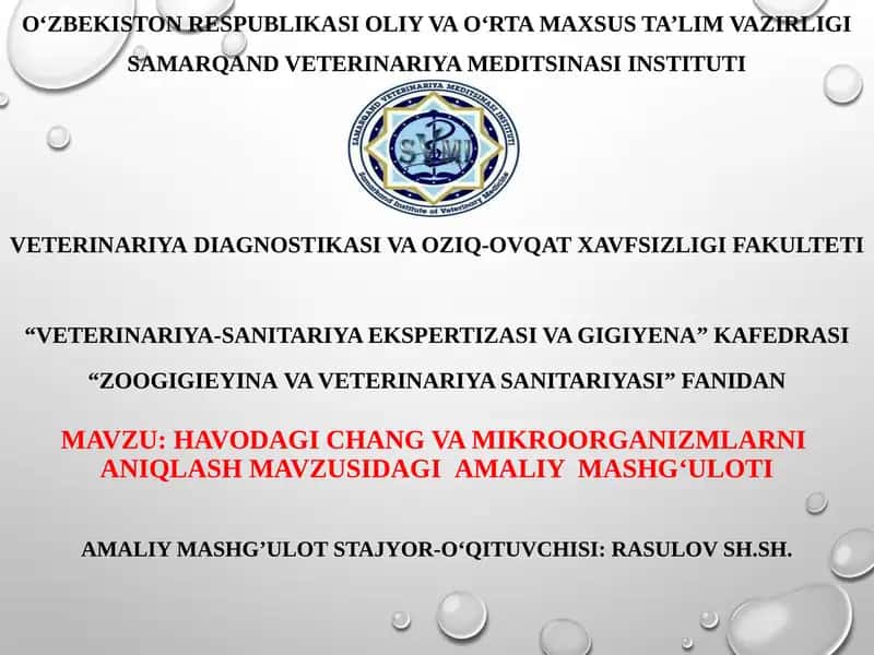 Havodagi chang va mikroorganizmlarni aniqlash
