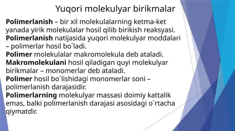 Yuqorimolekulyarbirikmalar