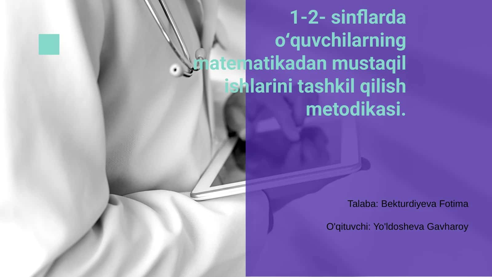 Sinflarda matematikadan mustaqil ishlar