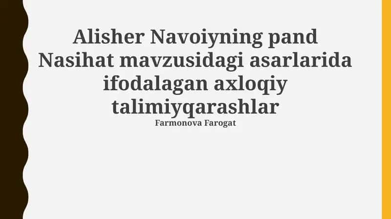 Nasihat va Pand-nasihatning Adabiy-Badiiy Ifodasi