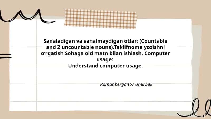 Sanaladigan va sanalmaydigan otlar, Taklifnoma yozishni oʻrgatish
