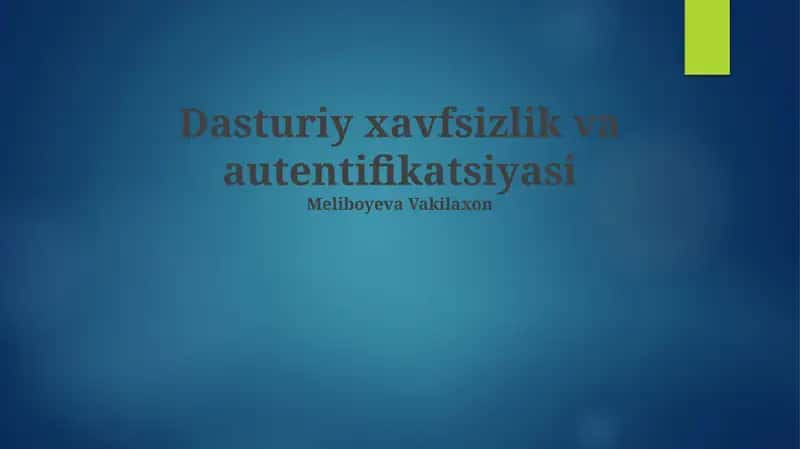 Dasturiy xavfsizlik va autentifikatsiyasi