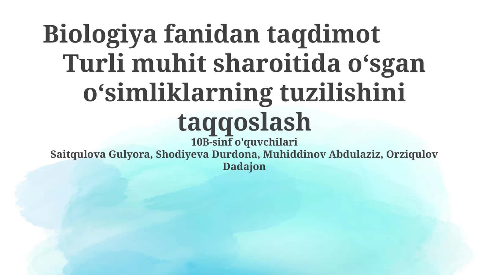 Biologiya fanidan taqdimot