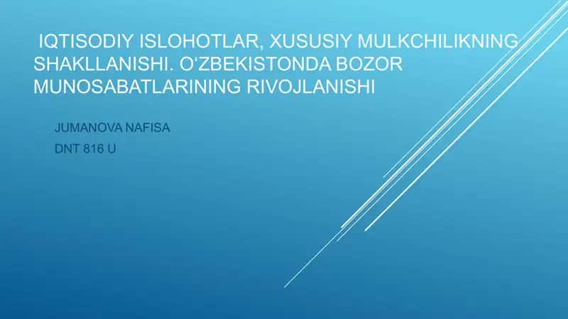 O‘zbekistonda bozor munosabatlarining rivojlanishi