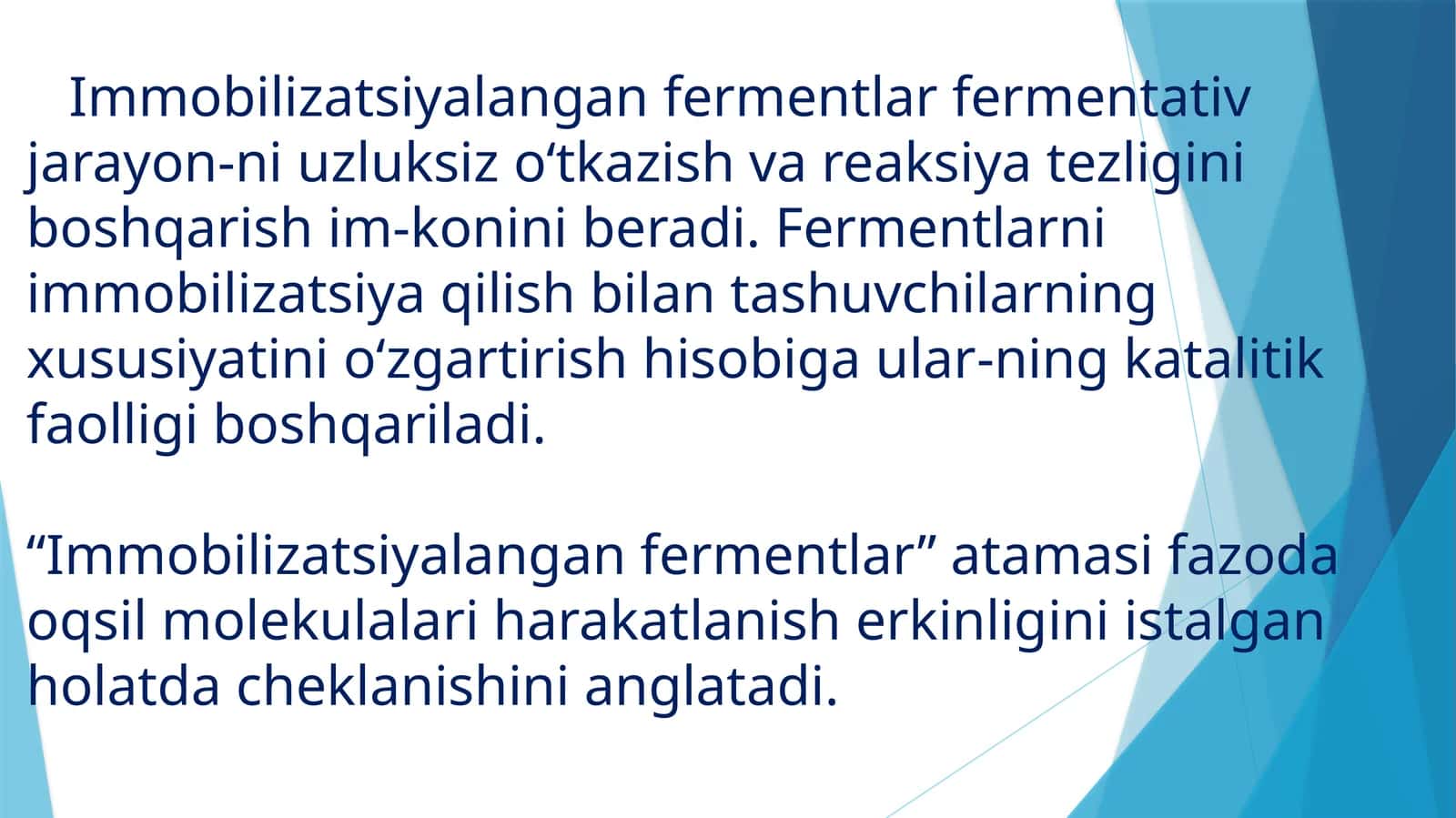 Immobilizatsiyalangan fermentlar