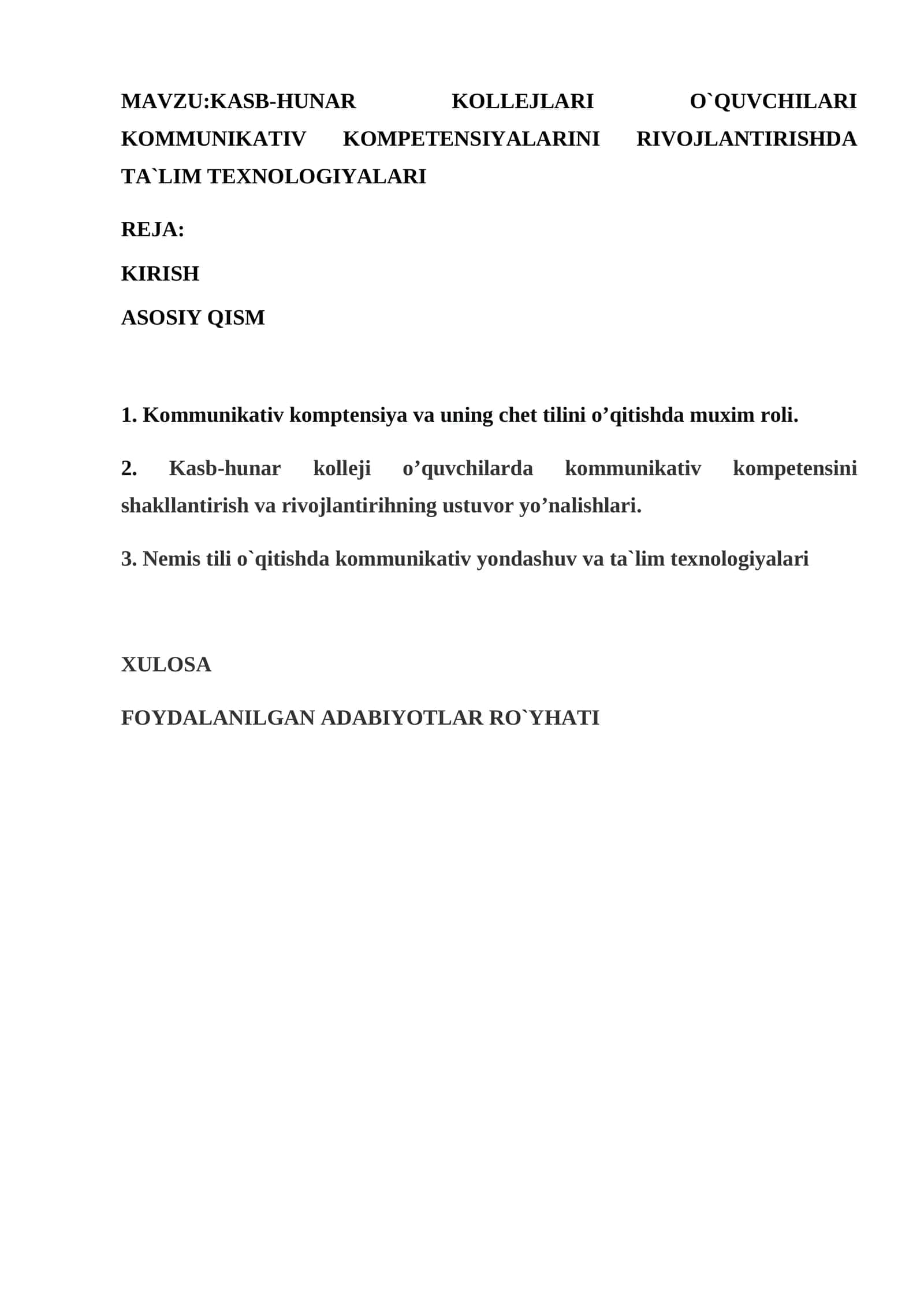 Kommunikativ kompetensiyalarini rivojlantirish