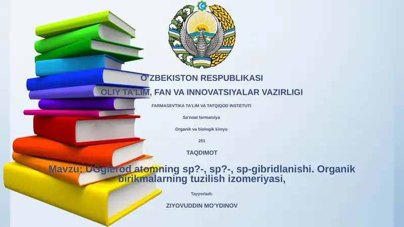 Uglerod atomning sp?-, sp?-, sp-gibridlanishi. Organik birikmalarning tuzilish izomeriyasi