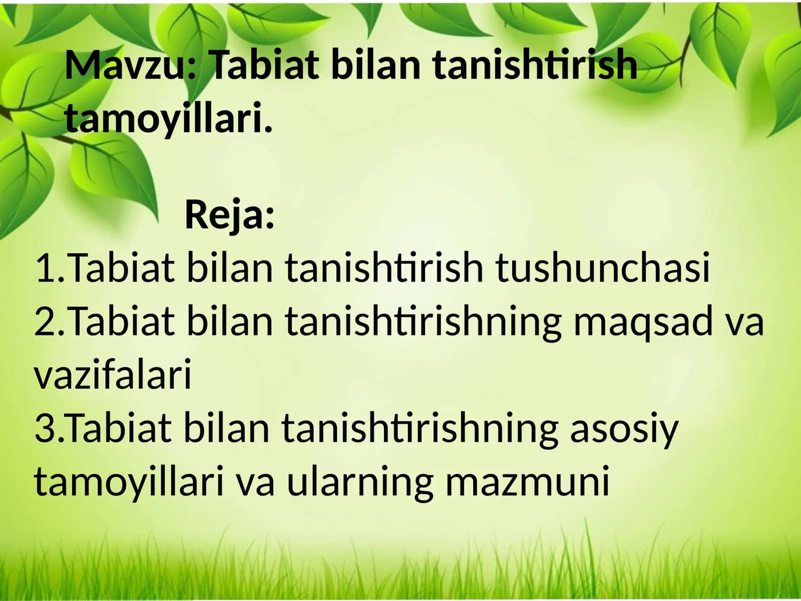 Tabiat bilan tanishtirish tamoyillari
