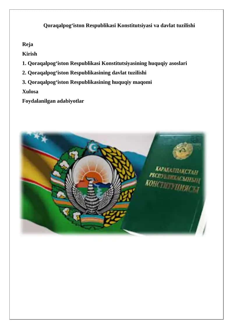 Qoraqalpog‘iston Respublikasi Konstitutsiyasi va davlat tuzilishi
