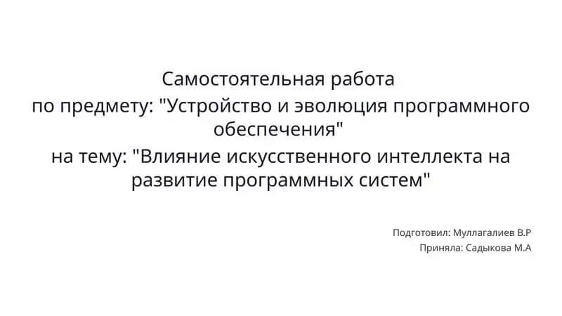 Самостоятельная работа "Устройство и эволюция программного обеспечения"