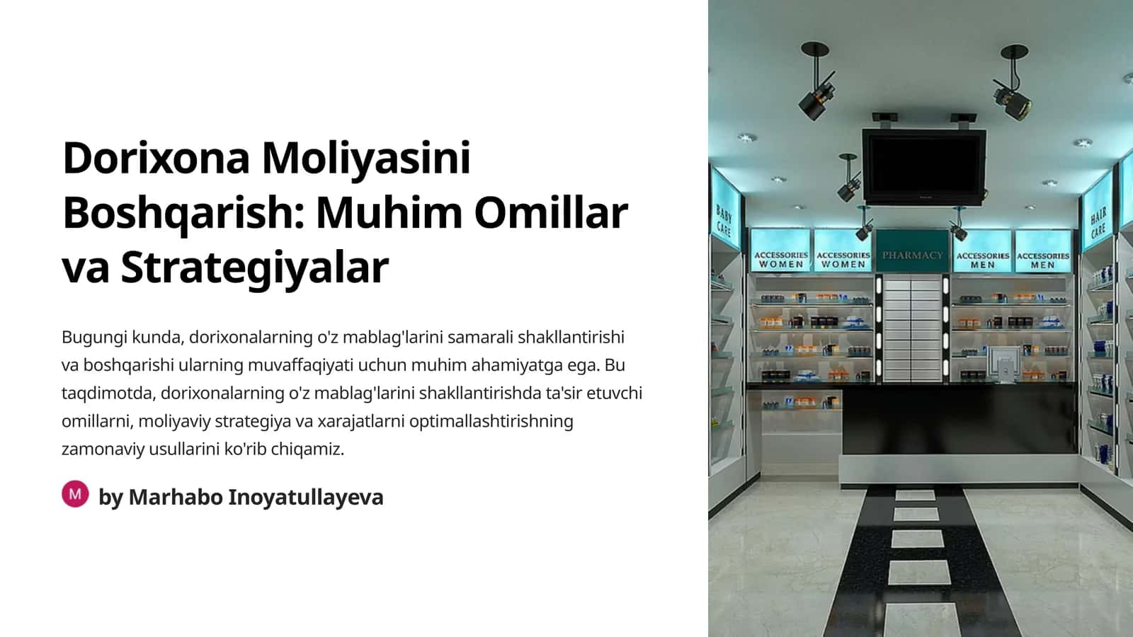 Dorixona Moliyasini Boshqarish: Muhim Omillar va Strategiyalar