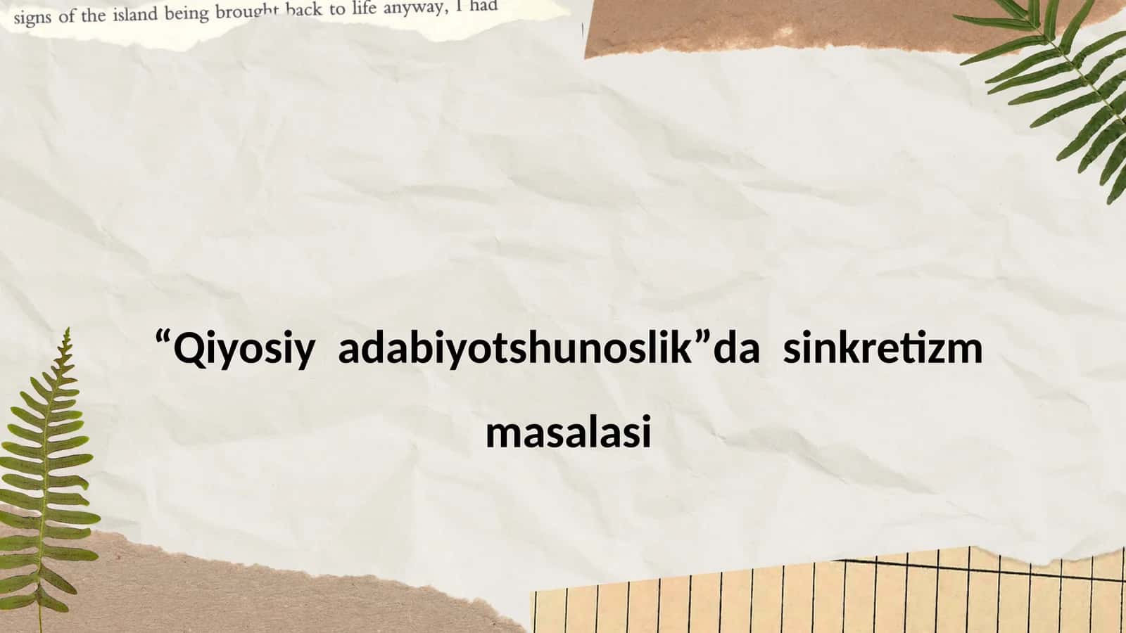 Qiyosiy adabiyotshunoslikda sinkretizm masalasi