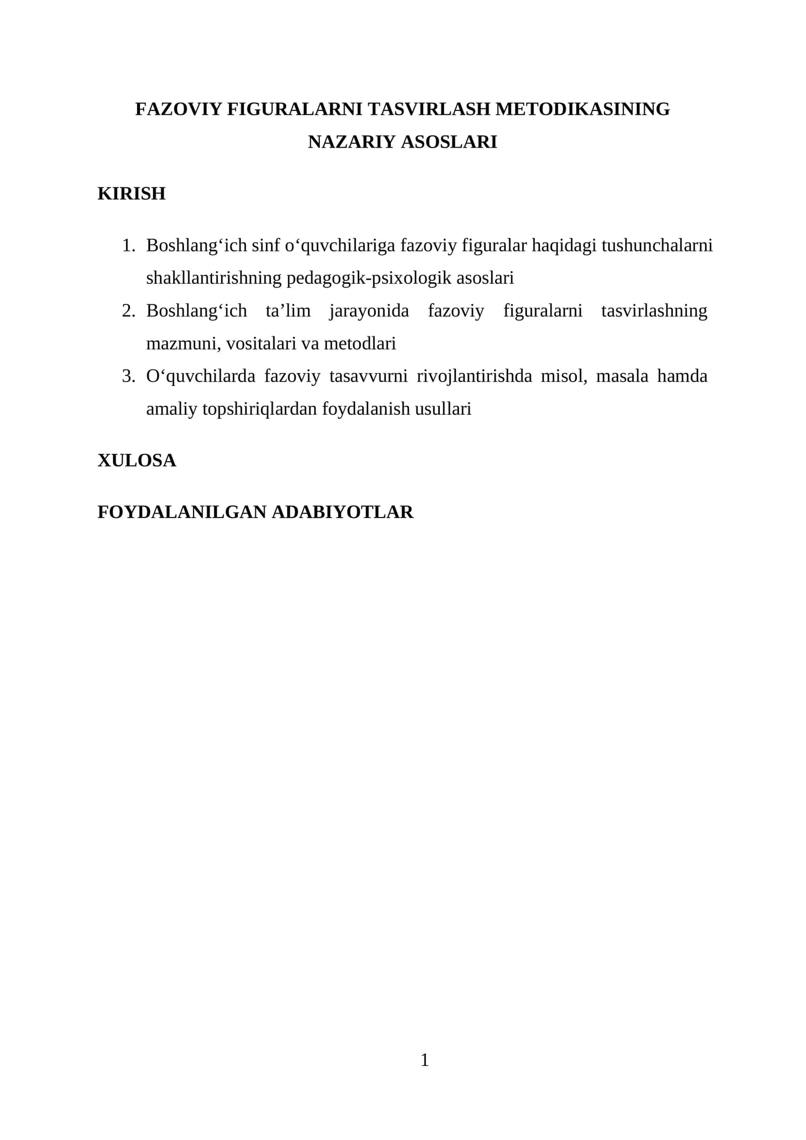 FAZOVIY FIGURALARNI TASVIRLASH METODIKASINING NAZARIY ASOSLARI