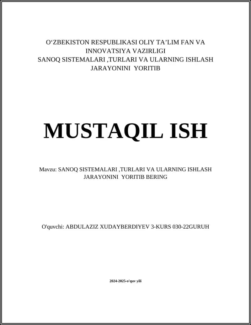 Sanoq sistemalari tushunchasi