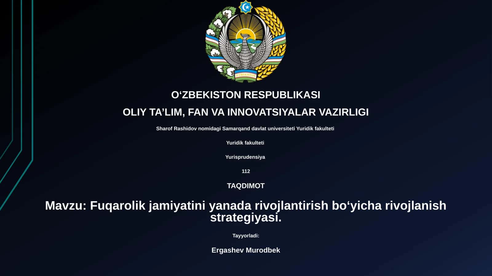 Fuqarolik jamiyatini yanada rivojlantirish bo‘yicha rivojlanish strategiyasi