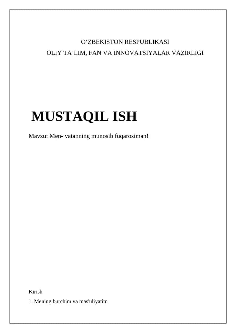 Men- vatanning munosib fuqarosiman!