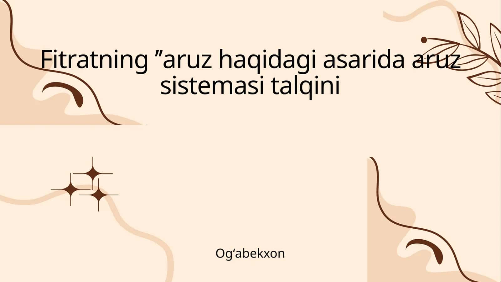 Fitratning ʼʼaruz haqidagi asarida aruz sistemasi talqini