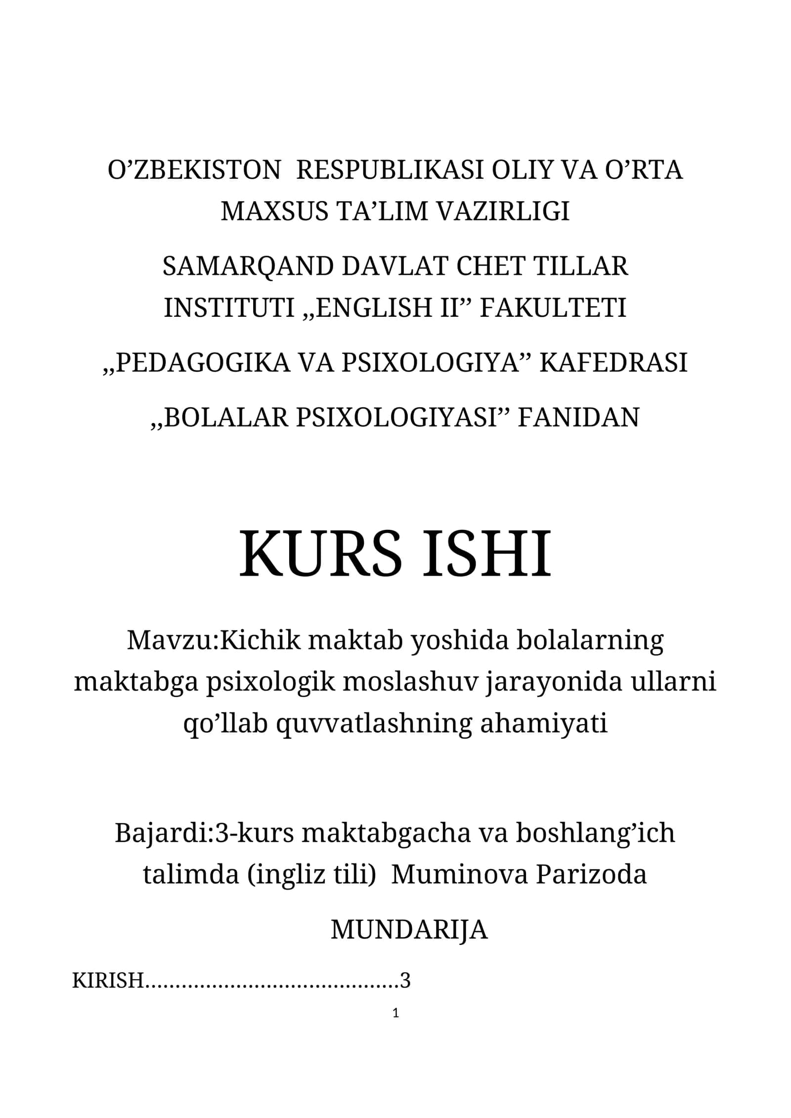 Bolalar psixologiyasi
