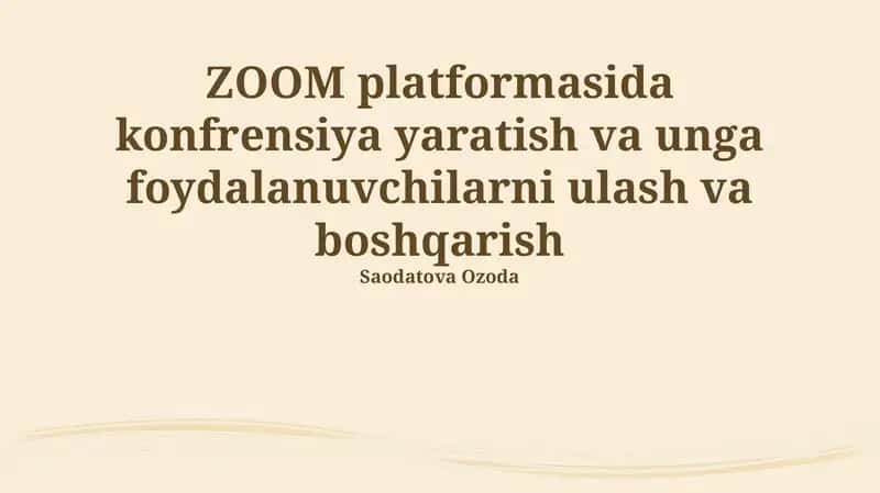 Konferensiya Yaratish va Boshqarish
