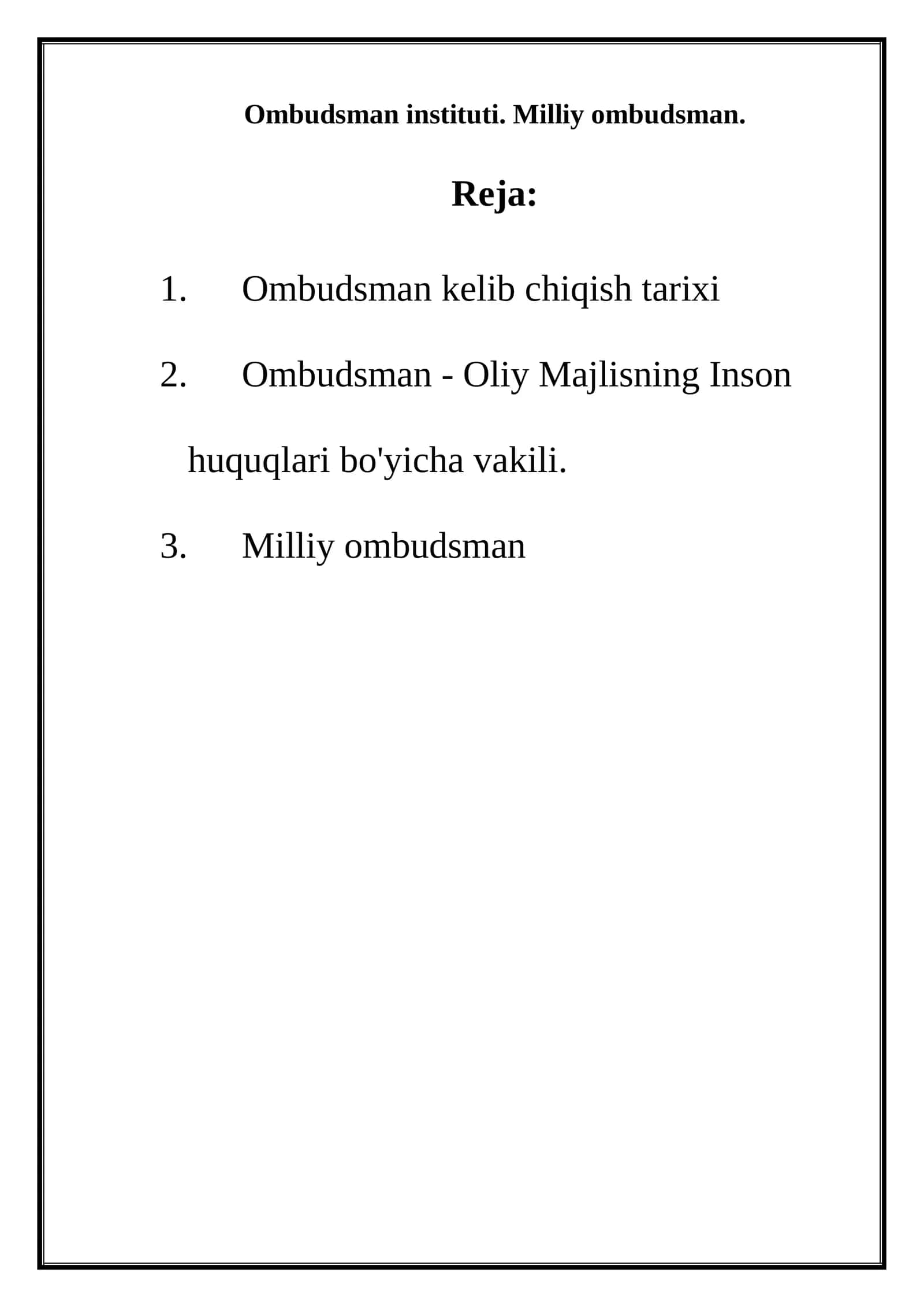 Ombudsman instituti. Milliy ombudsman