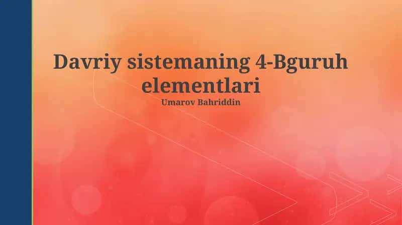 Davriy sistemaning 4-Bguruh elementlari