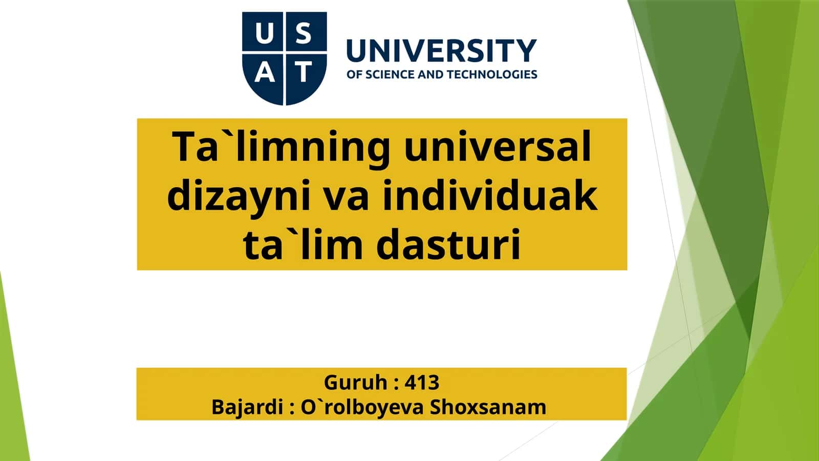 Ta`limning universaldizayni va individua kta`lim dasturi